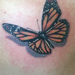 The Golden Owl Tattoo & Gallery - My beautiful monarch butterfly that Donavan landed on my shoulder, July 15. 2017 Did an awesome job.