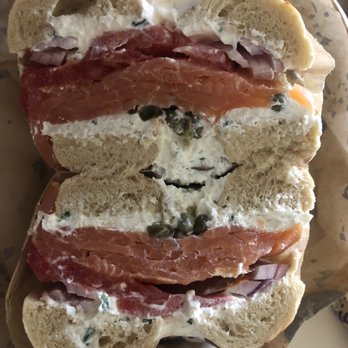 Boichik Bagels - The Classic on an onion bagel. Tasty, but arguably overpriced at $15.50. - Bagels Near Me - Berkeley, California Boichik Bagels - The Classic on an onion bagel. Tasty, but arguably overpriced at $15.50. - Bagels Near Me - Berkeley, California