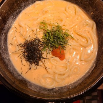 Udon Lab - Mentaiko cream udon Creamy spicy cod roe sauce, nori, and sesame - Noodles Near Me - New York, New York Udon Lab - Mentaiko cream udon Creamy spicy cod roe sauce, nori, and sesame - Noodles Near Me - New York, New York
