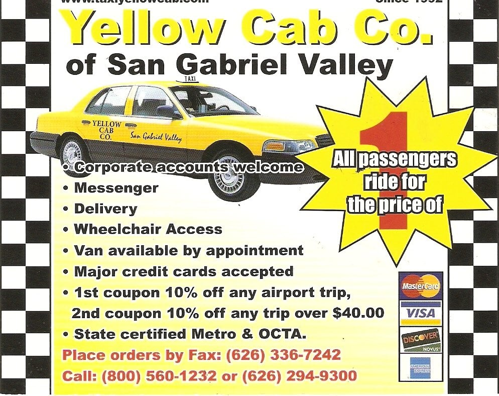 A1 TAXI YELLOW CAB Updated September 2024 1701 S Hacienda Ave, Hacienda Heights, California