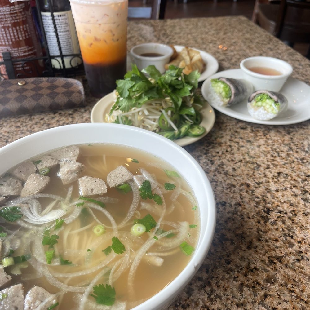 Pho Binh Westheimer - Meatball pho Spring roll (pork) A7. Fried Dumplings (pork) - Vietnamese Near Me - Houston, Texas Pho Binh Westheimer - Meatball pho Spring roll (pork) A7. Fried Dumplings (pork) - Vietnamese Near Me - Houston, Texas