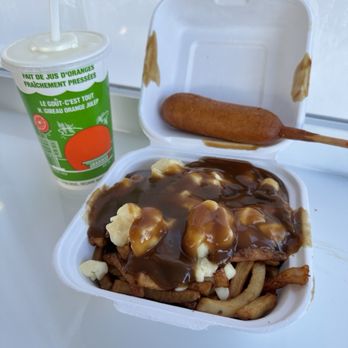Orange Julep - Poutine, pogo (corn dog), orange julep - Fast Food Near Me - Montreal, Quebec