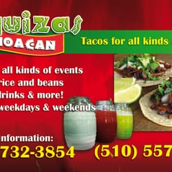 Taquizas Michoacan - Taco Catering service for parties and all kinds of events Taquizas Michoacan (408) 732-3854 (510) 557-8564