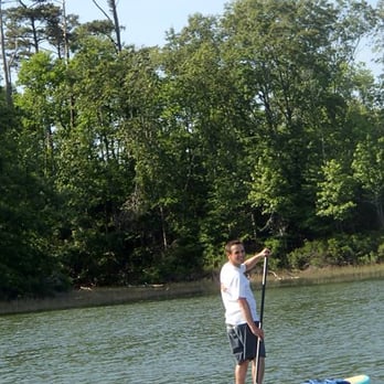 Rudee Inlet Stand Up Paddle - "Stumpy" the Bald Eagle in the background - Paddleboarding Near Me - Virginia Beach, Virginia