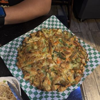 Hot Stone Korean Kitchen - Vegetable pancake with seafood added - Korean Near Me - Fairfield, California