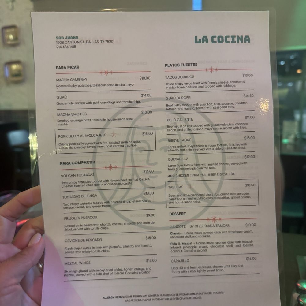 Sor Juana - Menu - Beer Bar Near Me - Dallas, Texas