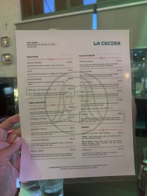 Menu photo 3 Sor Juana Dallas, TX