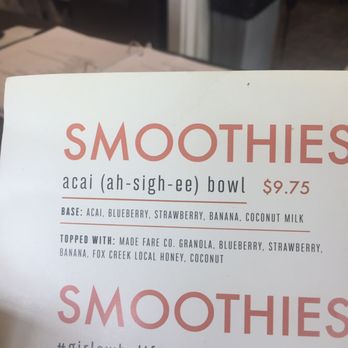 Hello Juice - Açaí ingredients from the menu. - Juice Bars & Smoothies Near Me - St. Louis, Missouri