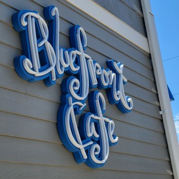 Bluefront Cafe - a bluefront cafe sign on the side of a building - Cafes Near Me - Sturgeon Bay, Wisconsin