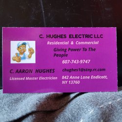 C Hughes Electric - AARON HUGHES ELECTRICIAN BUSINESS CARD INFO.