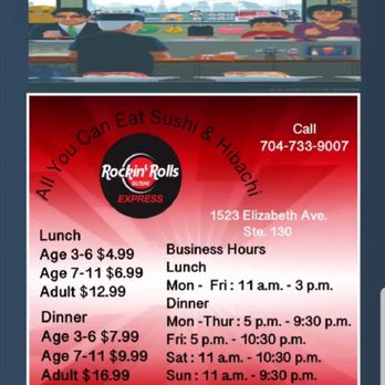 Neo Sushi Express - Open and closing, and rate of lunch and dinner, enjoy everyone! - Conveyor Belt Sushi Near Me - Charlotte, North Carolina Neo Sushi Express - Open and closing, and rate of lunch and dinner, enjoy everyone! - Conveyor Belt Sushi Near Me - Charlotte, North Carolina