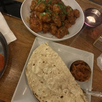 Ghee Indian Kitchen - papadum and crispy cauliflower (highly recommend both) - Indian Near Me - Miami, Florida Ghee Indian Kitchen - papadum and crispy cauliflower (highly recommend both) - Indian Near Me - Miami, Florida