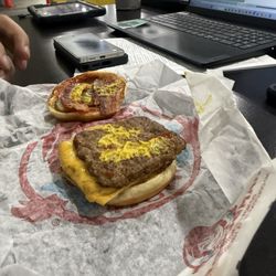 Wendy's - Asked for no cheese no onions Already removed the onions before the photo Make sure to check your stuff before you drive off
