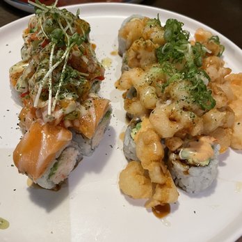 Kai Japanese Restaurant - Left is mango salsa special roll (I think please don't come for me) right is lemon prawn special roll - high recommend! - Japanese Near Me - Langley, British Columbia