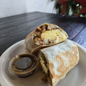 Cafe Biaani - Breakfast burrito with bacon, came with incredible salsa - Coffee & Tea Near Me - Anaheim, California