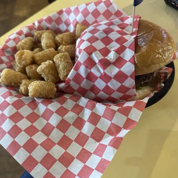 Tommy's Hamburgers - Mushroom Swiss burger with tots - Burgers Near Me - Fort Worth, Texas