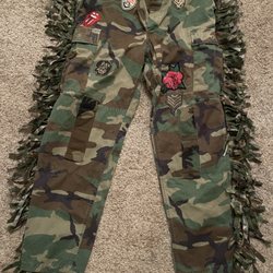 Mood by Sloane - Patched fringe camouflage pants