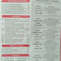 Four Seasons Chinese Restaurant - Menu page 2.