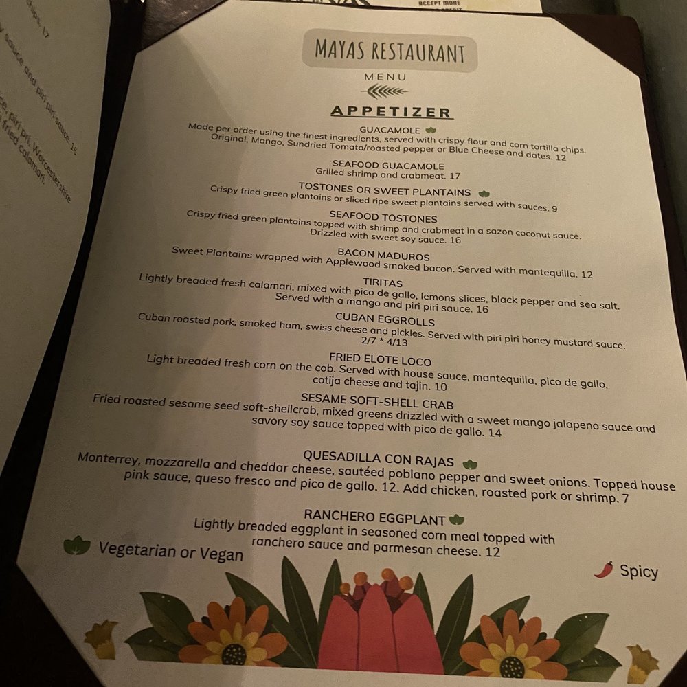 Mayas - Menu 1/2023 - Latin American Near Me - New Orleans, Louisiana