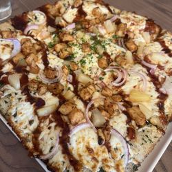 Pineapple chicken bbq pizza