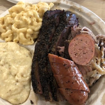 Little Miss BBQ - 2 Meat Sausage. Brisket and pulled pork. Jalapeno Cheddar Grits and Mac and Cheese for the sides. - Barbeque Near Me - Phoenix, Arizona Little Miss BBQ - 2 Meat Sausage. Brisket and pulled pork. Jalapeno Cheddar Grits and Mac and Cheese for the sides. - Barbeque Near Me - Phoenix, Arizona