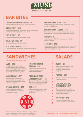 Menu photo 2 Muse Pizzeria & Arcade Colonial Beach, VA Menu photo 2 Muse Pizzeria & Arcade Colonial Beach, VA