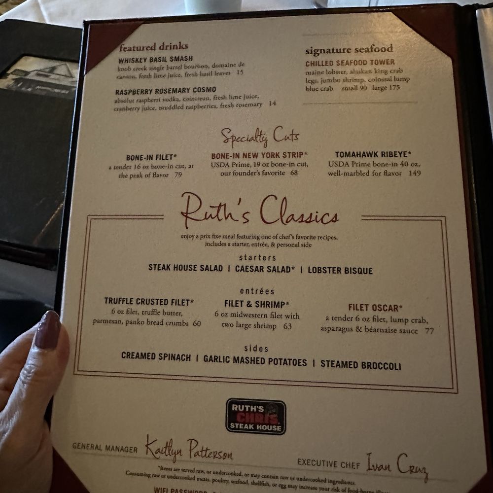 Ruth's Chris Steak House - Menu - Steakhouses Near Me - Granger, Indiana