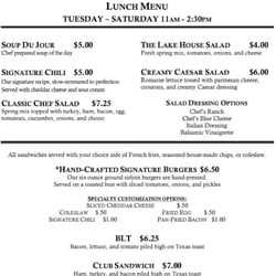 Lunch menu