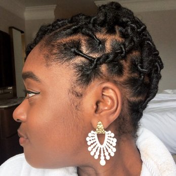 Las Amazonas Hair salon - Updo retwist and style; side - Hair Salons Near Me - Brooklyn, New York Las Amazonas Hair salon - Updo retwist and style; side - Hair Salons Near Me - Brooklyn, New York