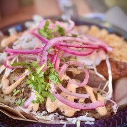 Best in all of California Crispy taco (rear) and grilled (w/a blackened Cajun taste) fish taco (up front). *Mic drop*