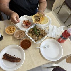 El Taco Loco at Ramona Market - Eating at the seating area by the meat counter