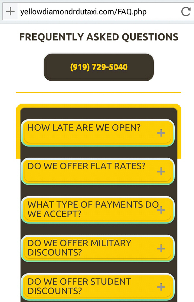 YELLOW DIAMOND RALEIGH DURHAM TAXI CAB SERVICE Updated September 2024