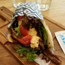 Gyro pita with feta chili topping Gyro pita with feta chili topping