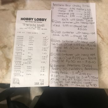 Hobby Lobby - Receipt - Art Supplies Near Me - Trexlertown, Pennsylvania Hobby Lobby - Receipt - Art Supplies Near Me - Trexlertown, Pennsylvania