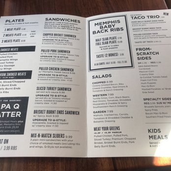 Q-BBQ - Menu as of 4-7-18 - Barbeque Near Me - Oak Park, Illinois