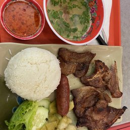 #20 grilled pork chops with Chinese sausage over rice #20 grilled pork chops with Chinese sausage over rice