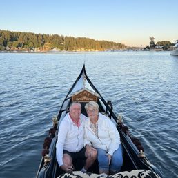 Celebrating our 41st anniversary on the beautiful Gig Harbor Gondola. Owner/gondolier John is amazing