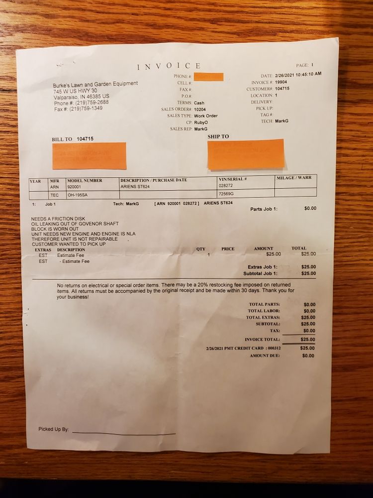 BURKE’S LAWN & GARDEN EQUIPMENT Updated August 2024 745 W US Hwy 30