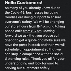 Goodies Cellphone Shop - Effective immediately! Please read.