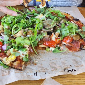 Blaze Pizza - The humongous pile of toppings on top. Look at that beautiful cross section. - Pizza Near Me - Fremont, California Blaze Pizza - The humongous pile of toppings on top. Look at that beautiful cross section. - Pizza Near Me - Fremont, California