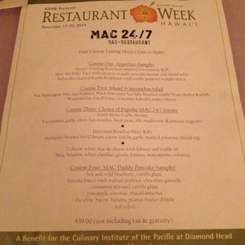 M.A.C. 24/7 - Restaurant Week Hawaii 2014 Menu - American Near Me - Honolulu, Hawaii M.A.C. 24/7 - Restaurant Week Hawaii 2014 Menu - American Near Me - Honolulu, Hawaii
