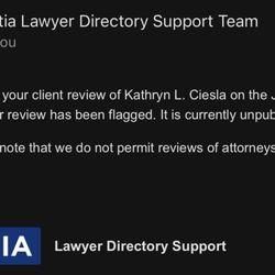 Ciesla Beeler - Sadly Justia does not allow reviews of GALs.