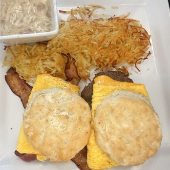 MJ's Eatery - Biscuit platter -- greta portion to split between two people! - Breakfast & Brunch Near Me - Houghton Lake, Michigan MJ's Eatery - Biscuit platter -- greta portion to split between two people! - Breakfast & Brunch Near Me - Houghton Lake, Michigan