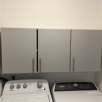 Glenn’s Transport and Assembly - Mounted cabinets above washer and dryer securing in place and used own supplies. - Handyman Near Me Glenn’s Transport and Assembly - Mounted cabinets above washer and dryer securing in place and used own supplies. - Handyman Near Me