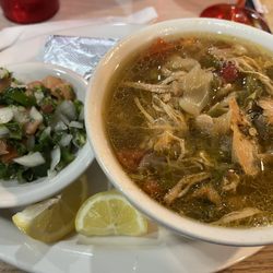 Mi Tierra Restaurant And Cantina - Chicken soup with tortillas.