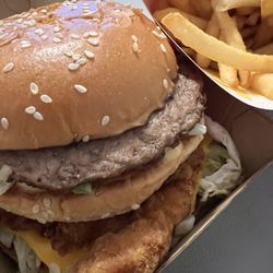 McDonald's - Half & Half Mac. 1 Beef & 1 Chicken Patty. My Special Request. Delicious! 12-31-2024