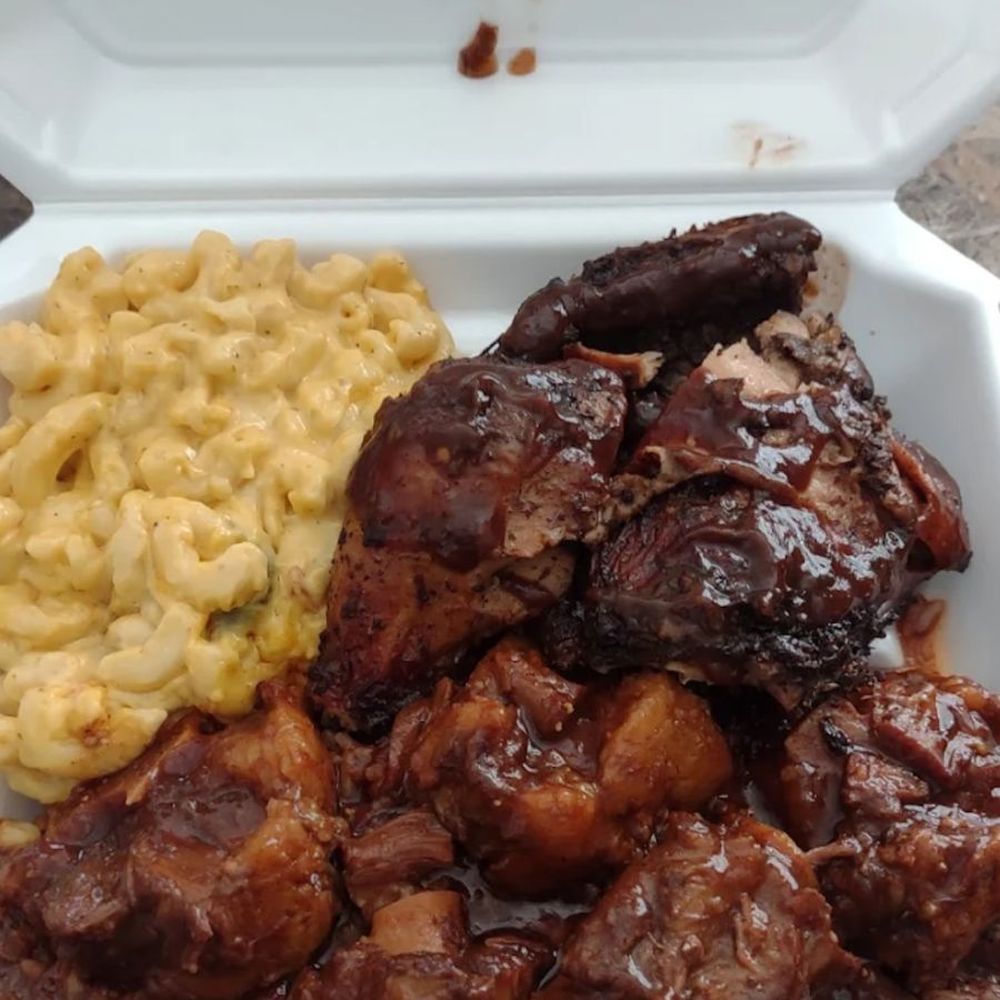 a meal in a styrofoam container