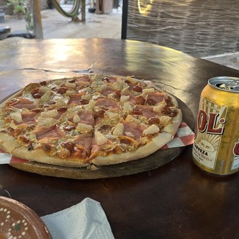 Roots - ham, pineapple, and chistorra pizza - Pizza Near Me - Holbox, ROO Roots - ham, pineapple, and chistorra pizza - Pizza Near Me - Holbox, ROO