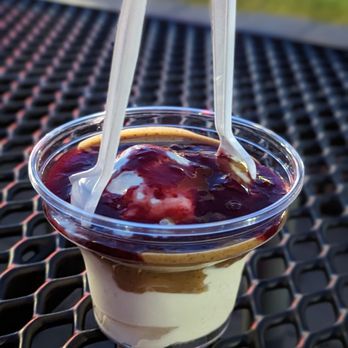 Greg's Frozen Custard - Peanut butter and jelly sundae - Ice Cream & Frozen Yogurt Near Me - Mundelein, Illinois Greg's Frozen Custard - Peanut butter and jelly sundae - Ice Cream & Frozen Yogurt Near Me - Mundelein, Illinois
