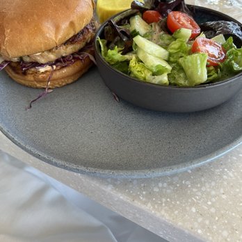 BALEEN Naples - Salmon burger with side salad - Seafood Near Me - Naples, Florida
